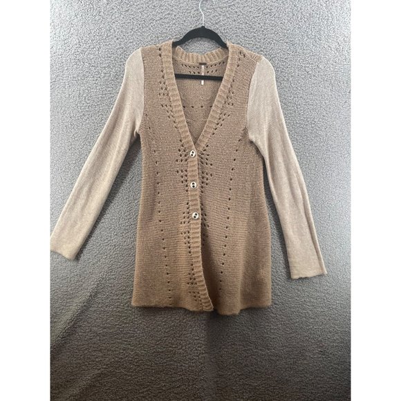 Free People Knit Wool Buttoned Womens Cardigan Tan Size PSmall - Picture 1 of 10